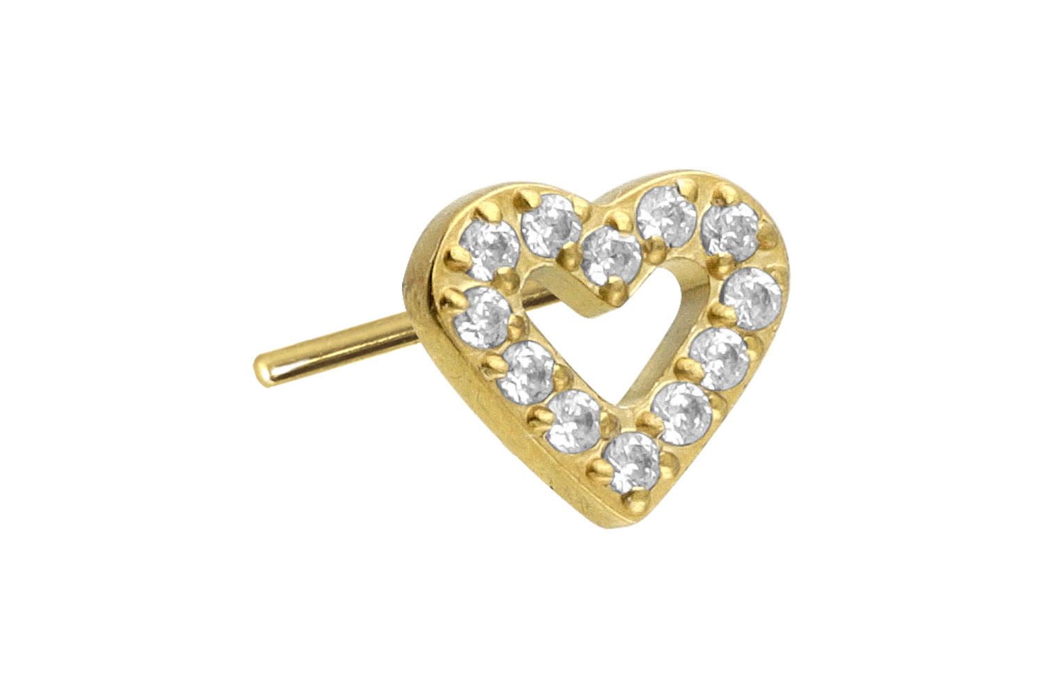 Titan Aufsatz mit Push Pin KRISTALLHERZ von Piercingline